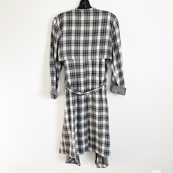 BCBGeneration Duster Draped Belted Trench Jacket Kimono Top Plaid Check Medium - Picture 4 of 9